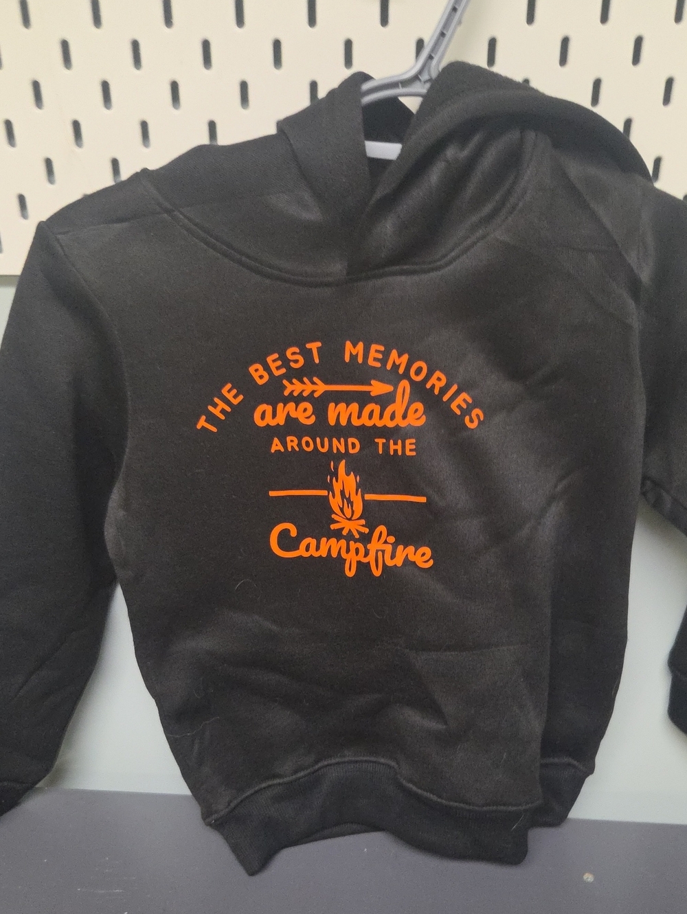 Black Hoodie Sweater with Orange Campfire Graphic